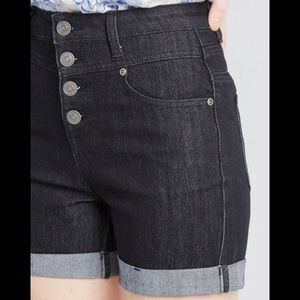 MODCLOTH High Waisted Black Jean Shorts Size 2